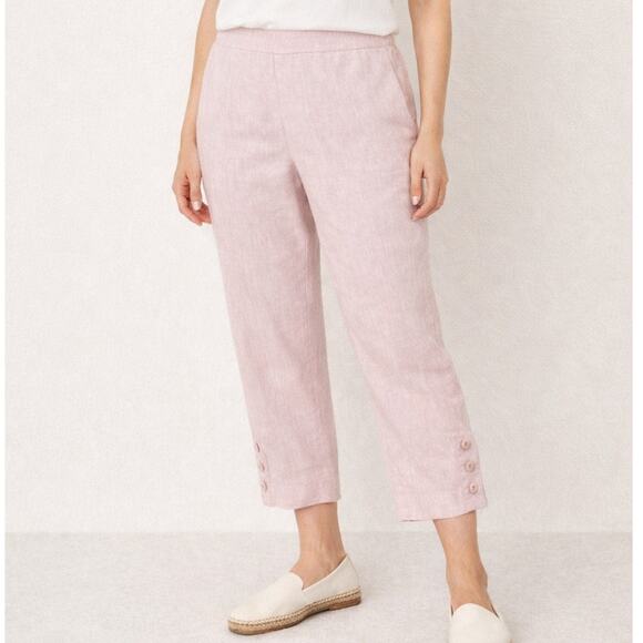 J. Jill Pants - J.Jill Linen Stretch Crop Pants Petite Blush Pink Feminine Spring Medium